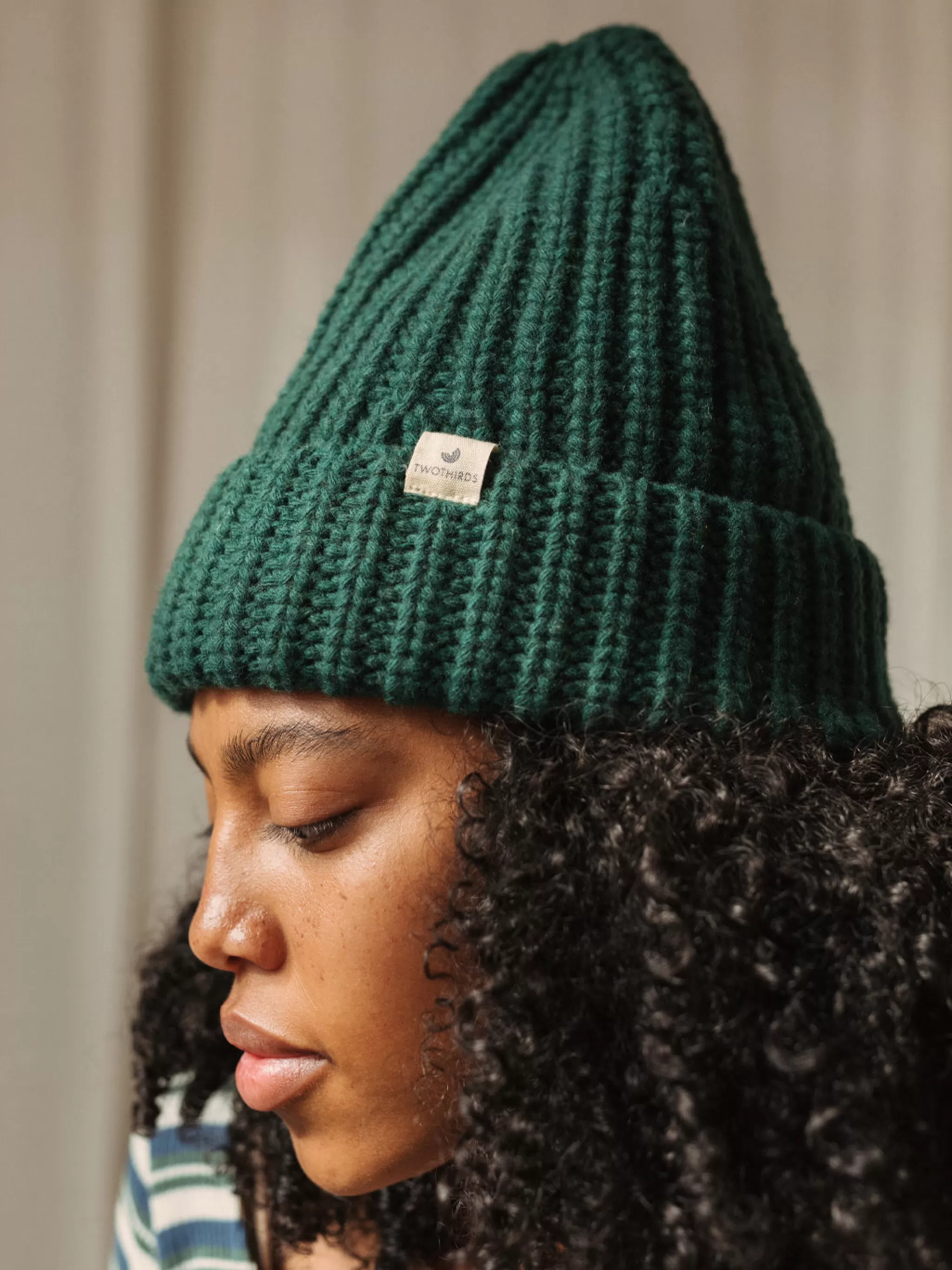 TWOTHIRDS Chapeaux-Bonnet Cotele Vert Fonce
