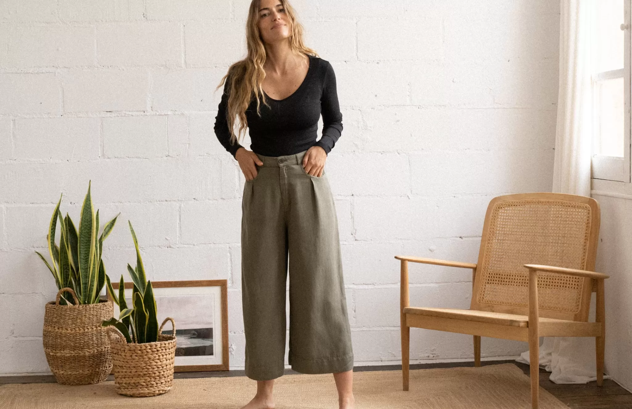 TWOTHIRDS Trousers-Corocoro Kaki