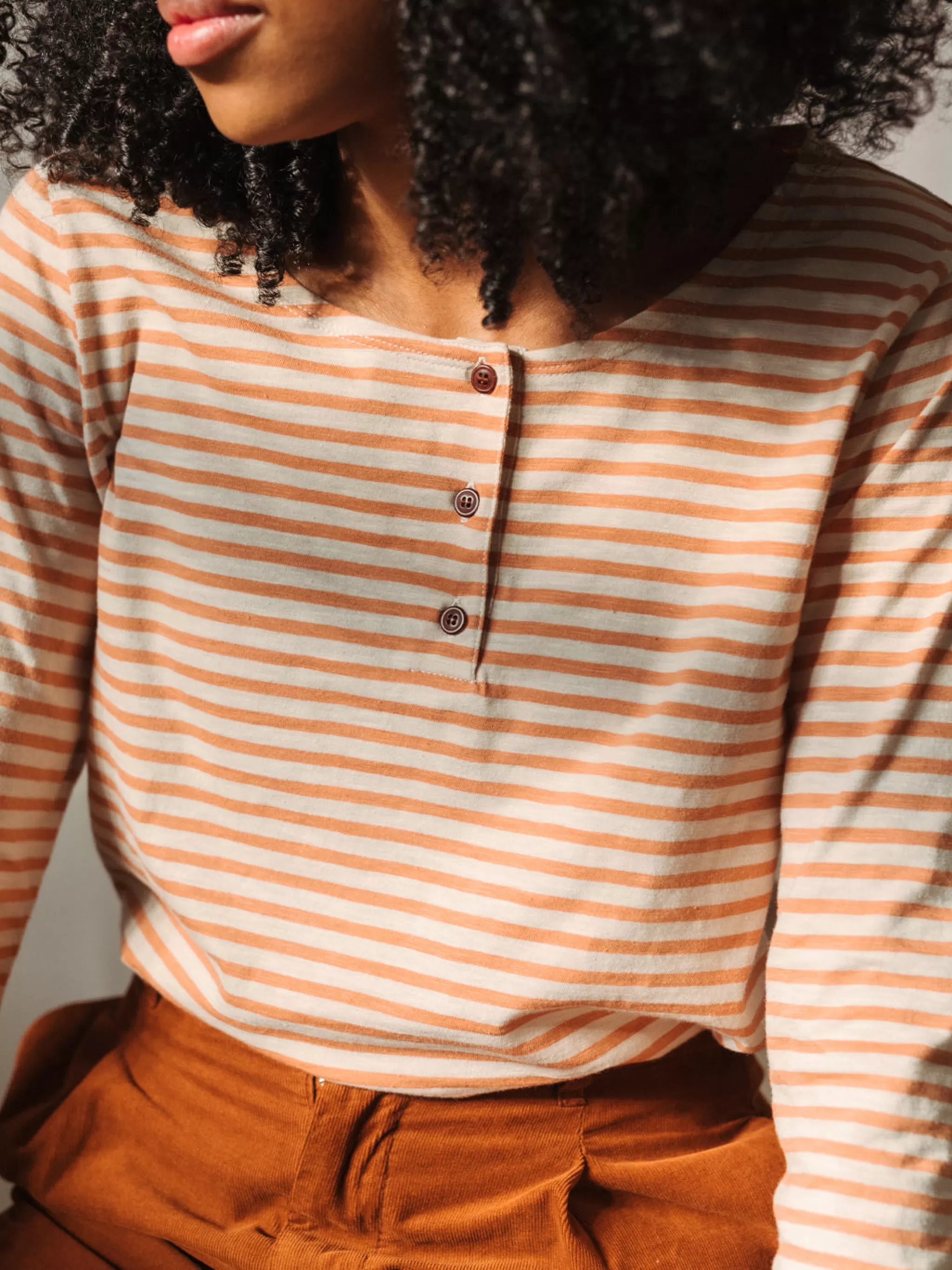 TWOTHIRDS Tops-Fleurus Rayures Mandarine