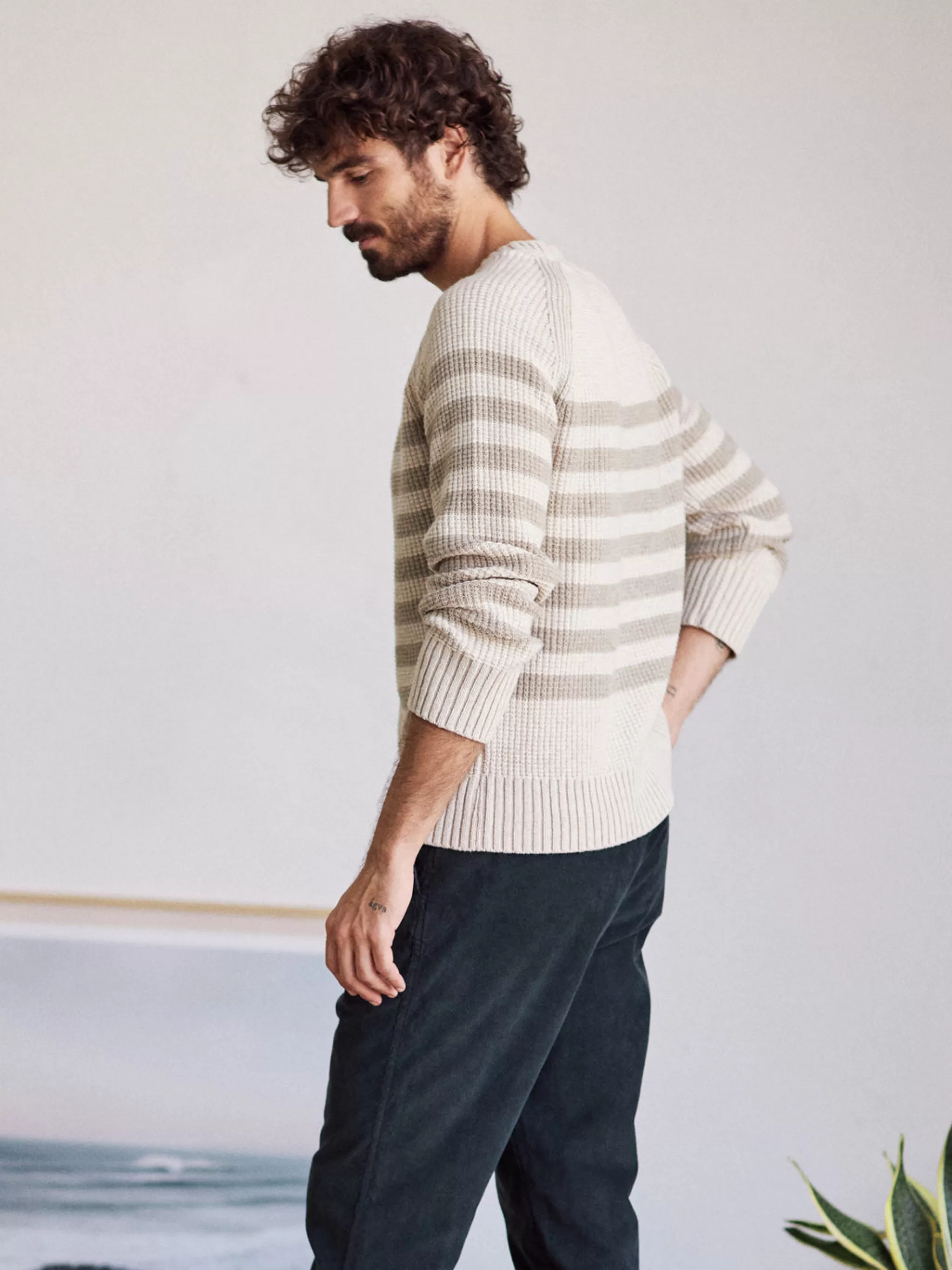 TWOTHIRDS Knits-La Palma Rayures Toast/Ecru