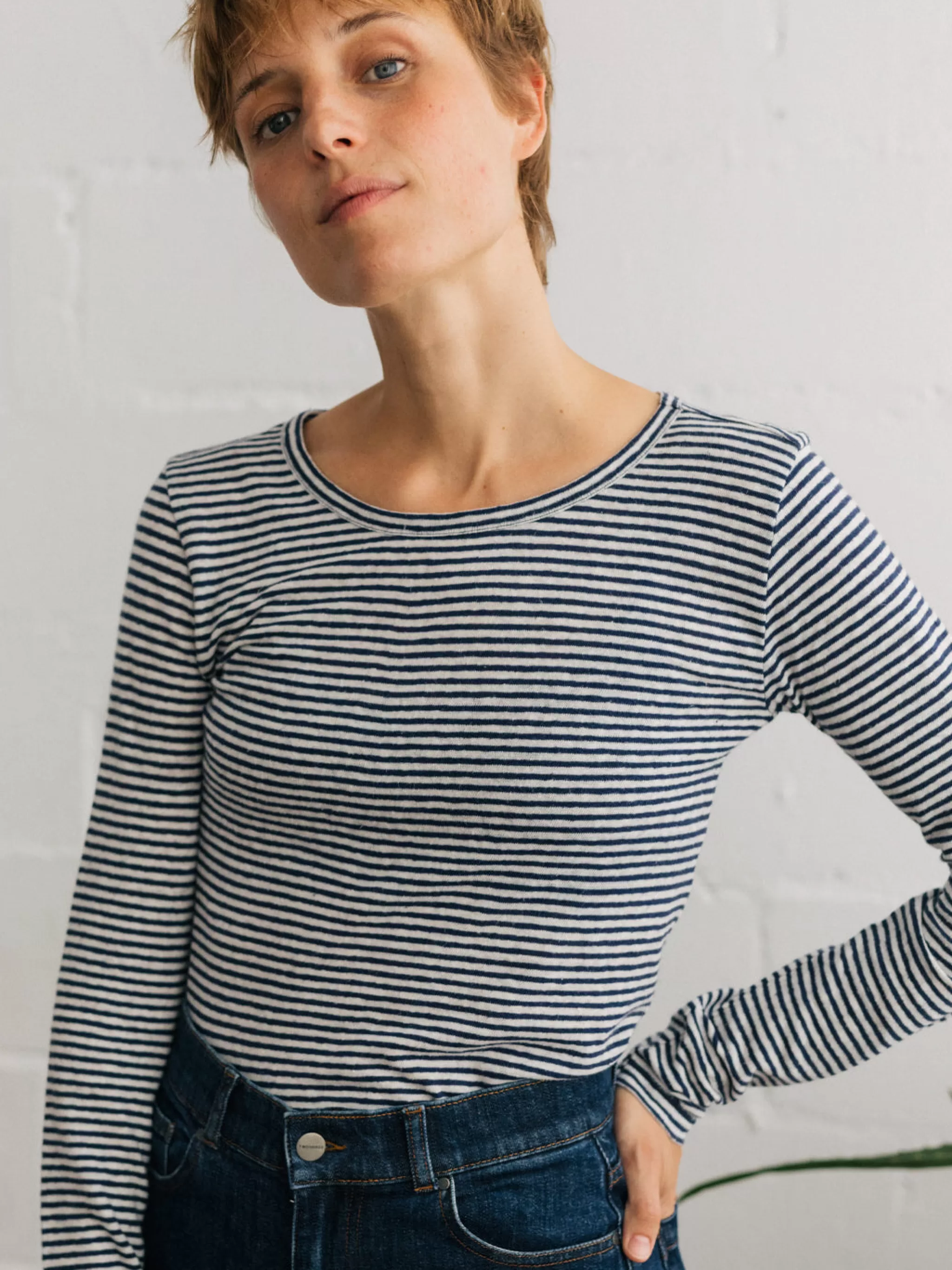 TWOTHIRDS Tops-Leeve Rayures Bleu Marine