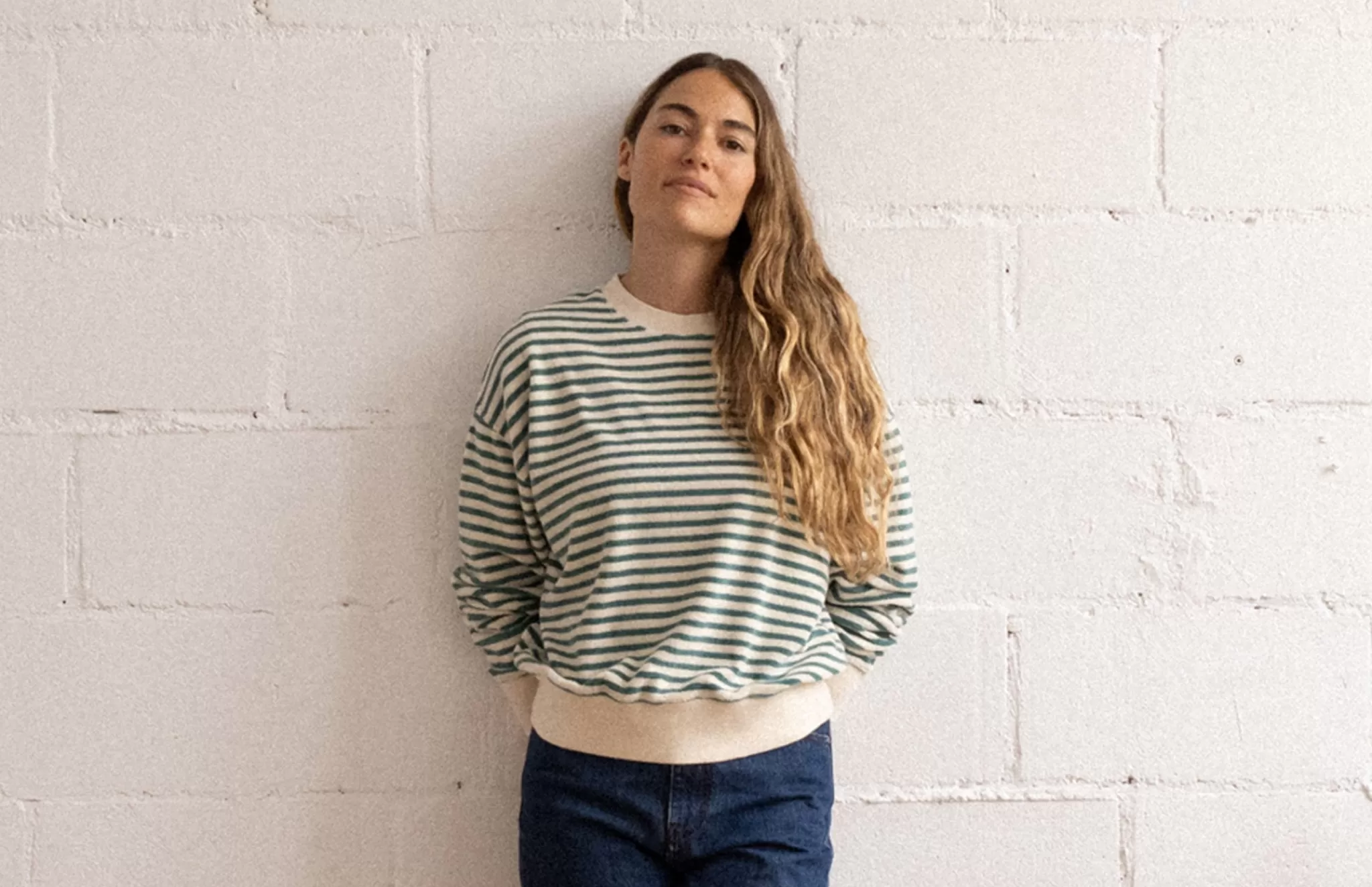 TWOTHIRDS Sweatshirts-Nom Rayures Vertes Cascade