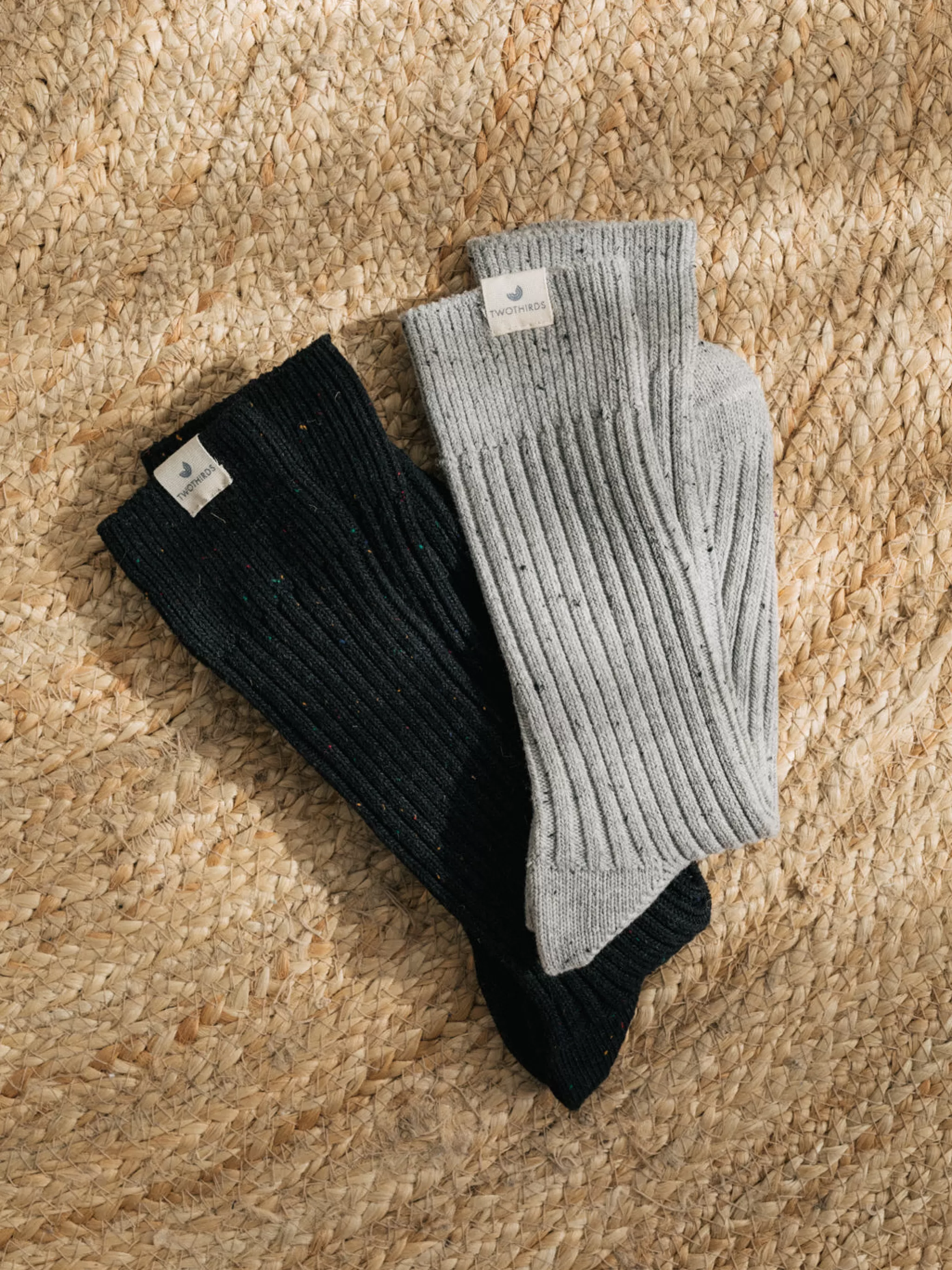TWOTHIRDS Chaussettes-Nyord Cotes Neps Noirs