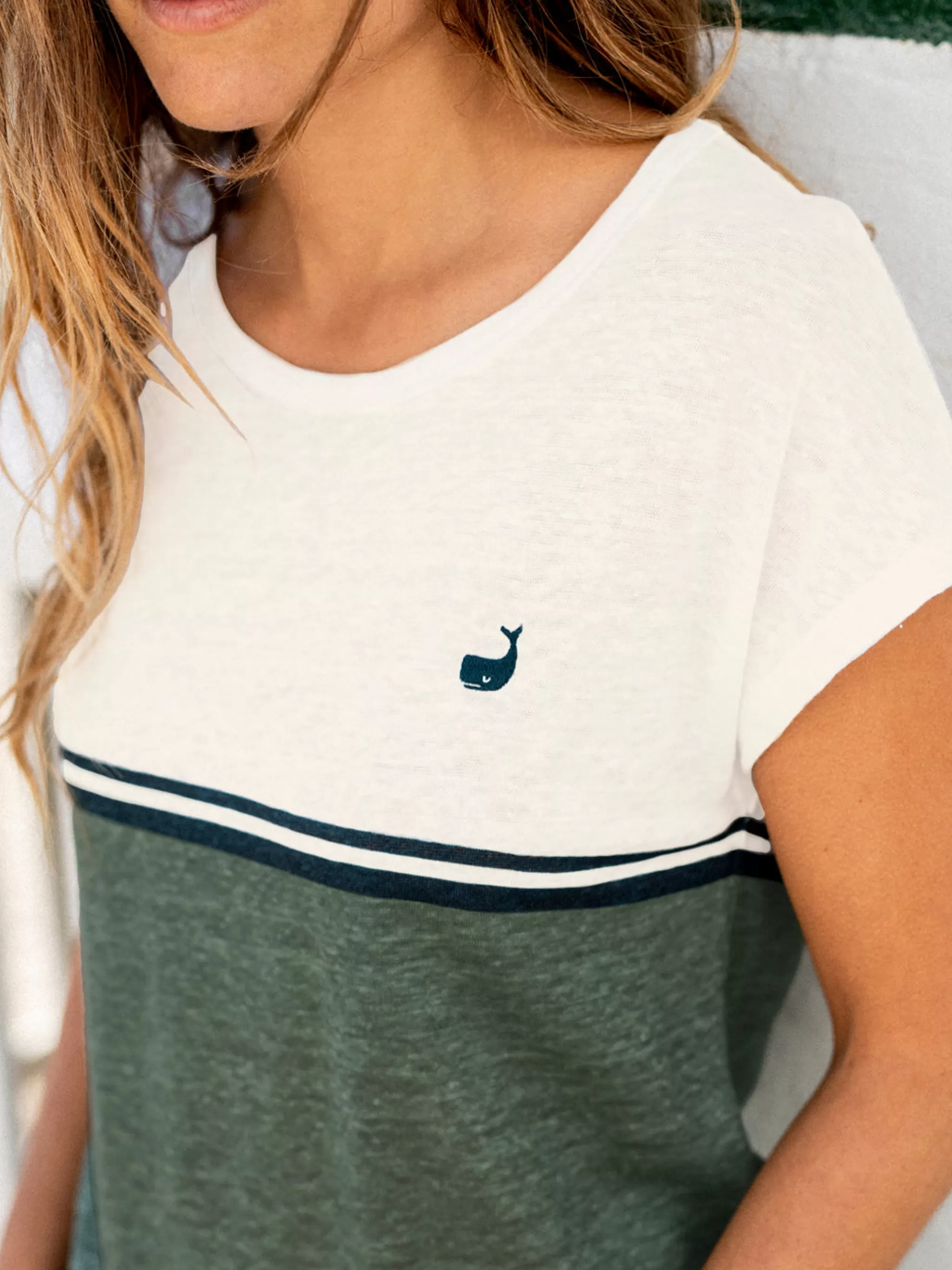 TWOTHIRDS Tops-Quenac Ecru/Vert Poudre