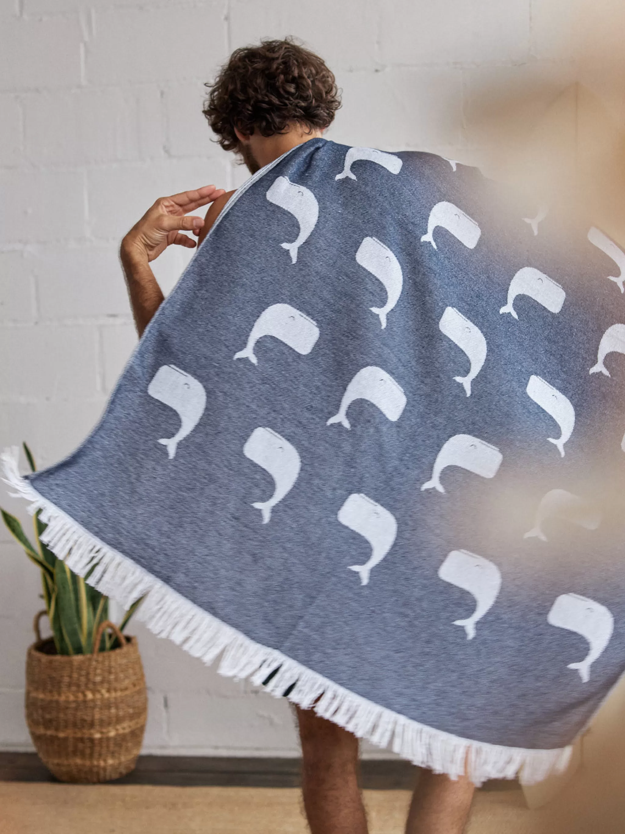 TWOTHIRDS Les Serviettes-Serviette De Voyage Baleines Rayees Marine