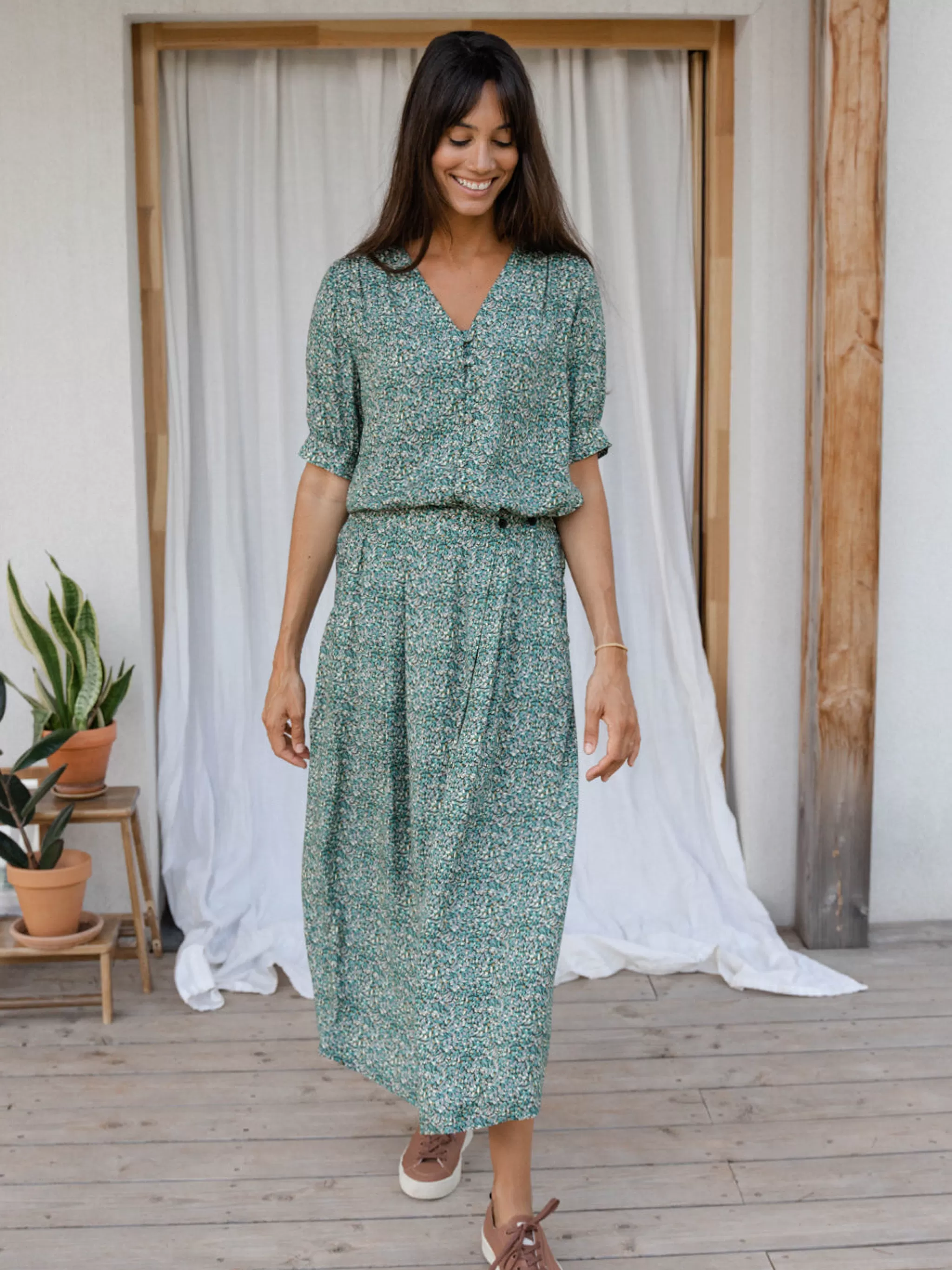 TWOTHIRDS Skirts-Tenararo Gouttes Mixtes Bleu
